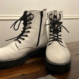 Altar’d State White Faux Leather Camo Boots-9.5M